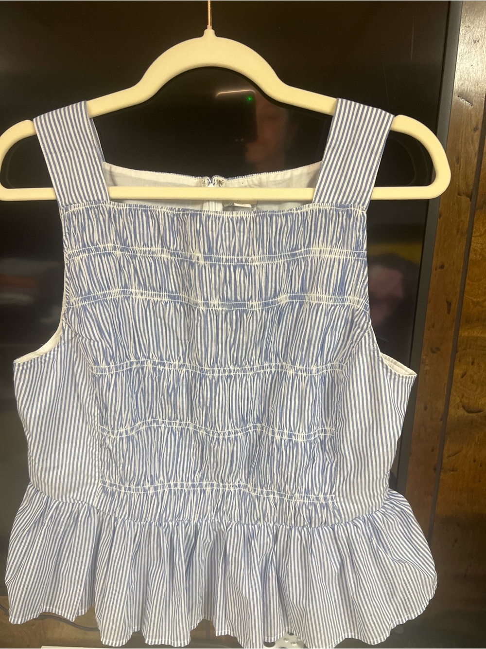 J. Crew Blue and White Striped Smocked Tank - Picture 6 of 6